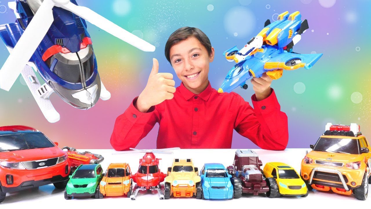 Tobot oyuncak arabalar oyuncak a&ccedil;ılımı. 5 farklı Tobot d&ouml;n&uuml;şen ara&ccedil;ları a&ccedil;ıp silahını deniyoruz