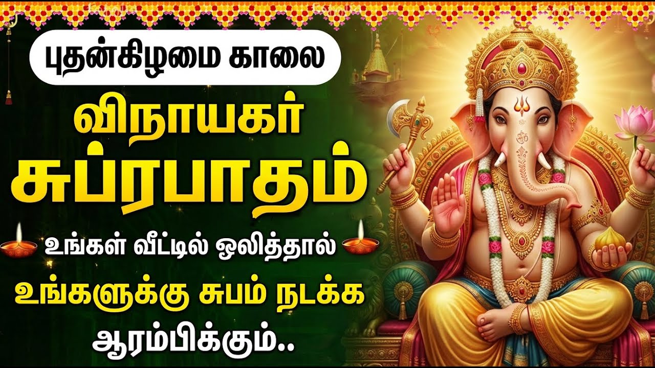 Vinayagar Suprabatham with Tamil Lyrics | Vinayagar Bakthi Padalgal | Pillaiyaar Suprabhatham Tamil