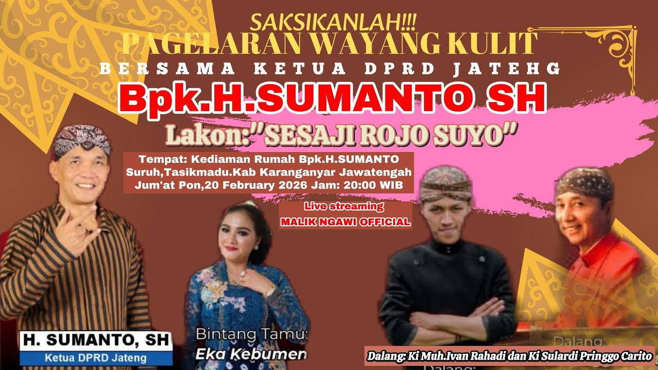 🔴🟢▶️Live pentas pagelaran Wayang Kulit Dlg Ki Muh.Ivan Rahadi  dan Ki Sulardi Pringgo Carito