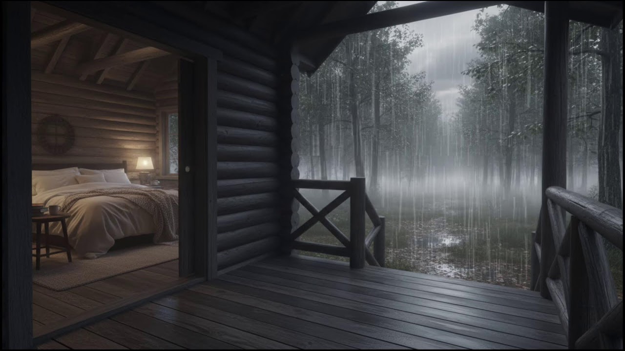 Peaceful Cabin Rainstorm at Night | Deep Sleep, Relaxation & Stress Relief Sounds