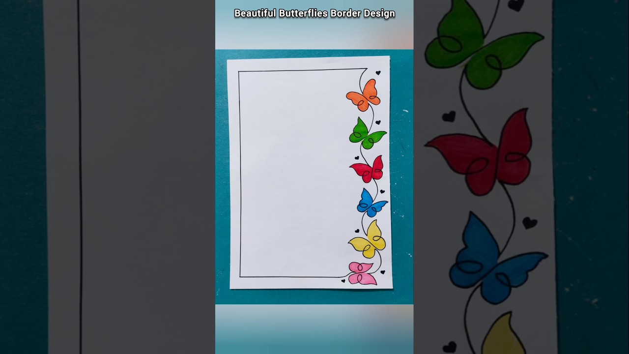 Cute Butterflies Border Design #drawingartclinic #borderdesign #shorts #art #viralart