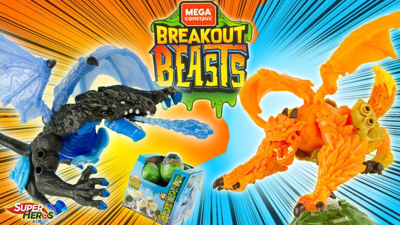Boite complète BREAKOUT BEASTS on part à la chasse aux dragons dans du slime Serie 2 Mattel