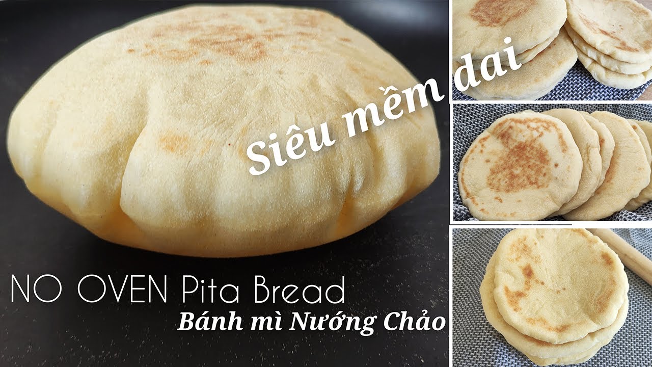 NO KNEAD Pita Bread (Without Oven) | Cách làm bánh mì bằng CHẢO không cần nhồi bột | Bánh mì Pita