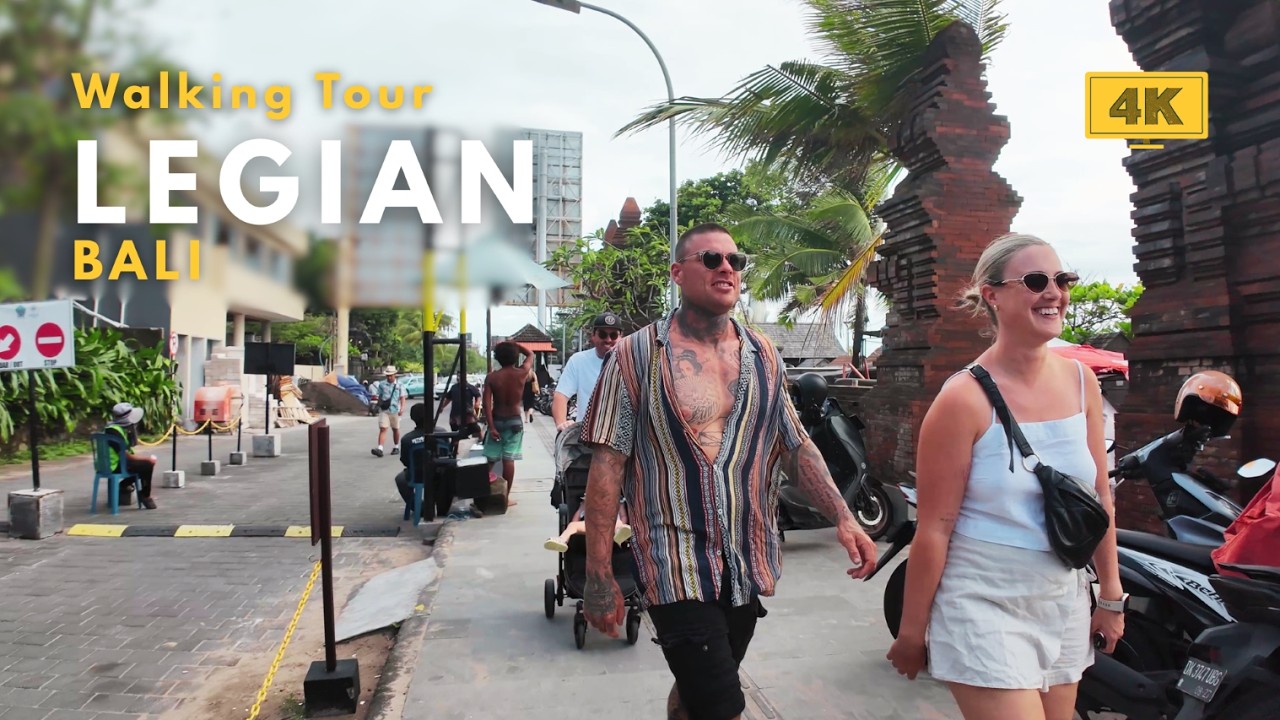 LEGIAN, Bali Sunny Day Walk Around Padma Utara St., Garlic Lane & Legian Beach 4K Walking Tour 2026