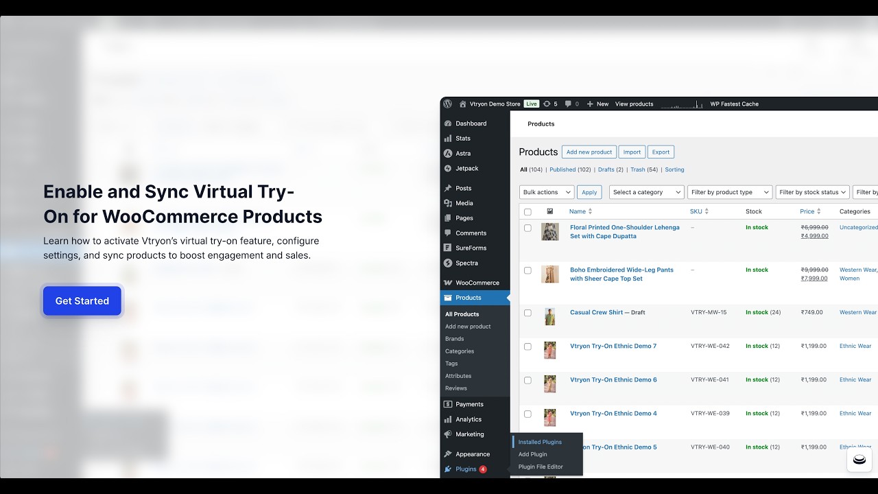 How to Enable and Sync Virtual Try-On for WooCommerce Products | Vtryon Admin Demo