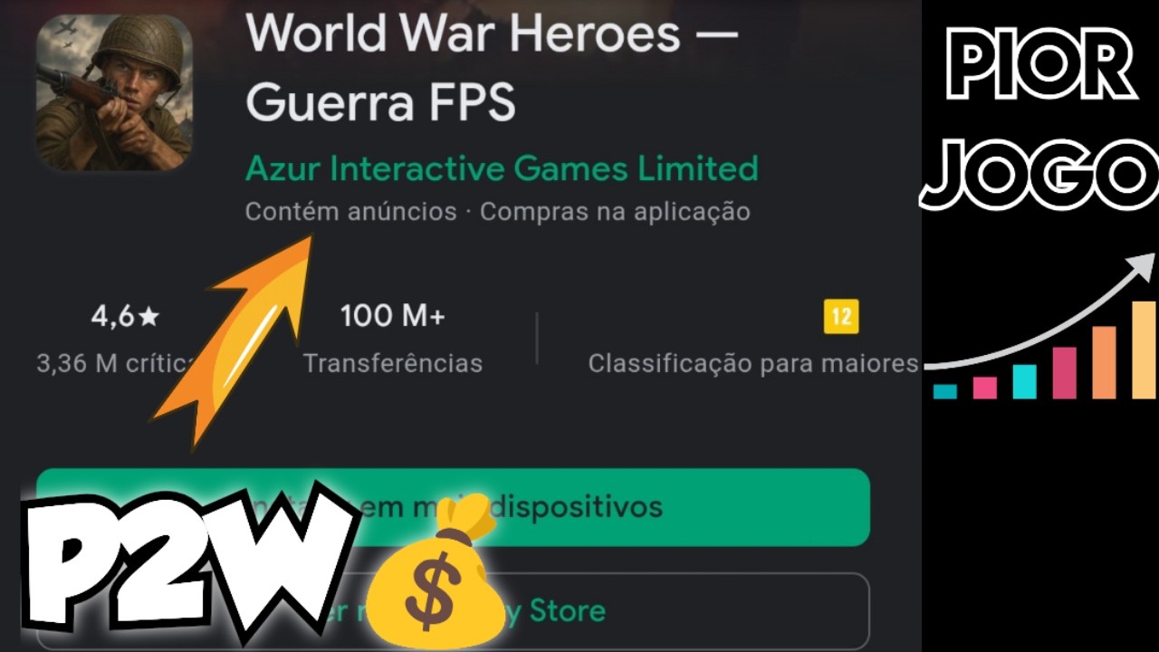 O JOGO MAIS PAGUE PARA GANHAR DA PLAY STORE: WORLD WAR HEROES💳🤑