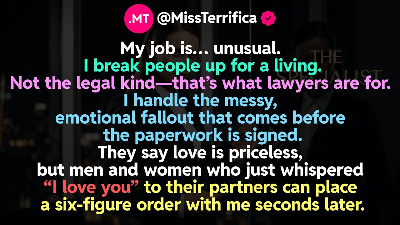 My job is… unusual. I break people up for a living.