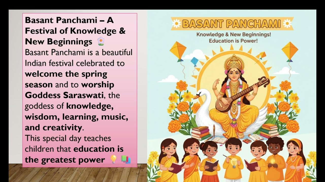 Basant Panchami Explained for Kids 🌼 | Why We Celebrate | Saraswati Puja Motivation