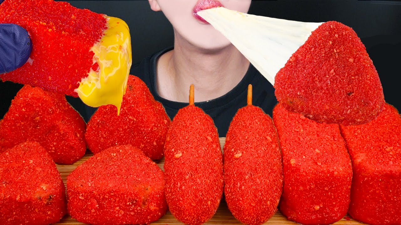 ASMR HOT CHEETOS SAUSAGE SPAM CHEESE STICKS CORN DOG CHEESY COOKING MUKBANG 치토스 소세지 먹방 EATING SOUNDS