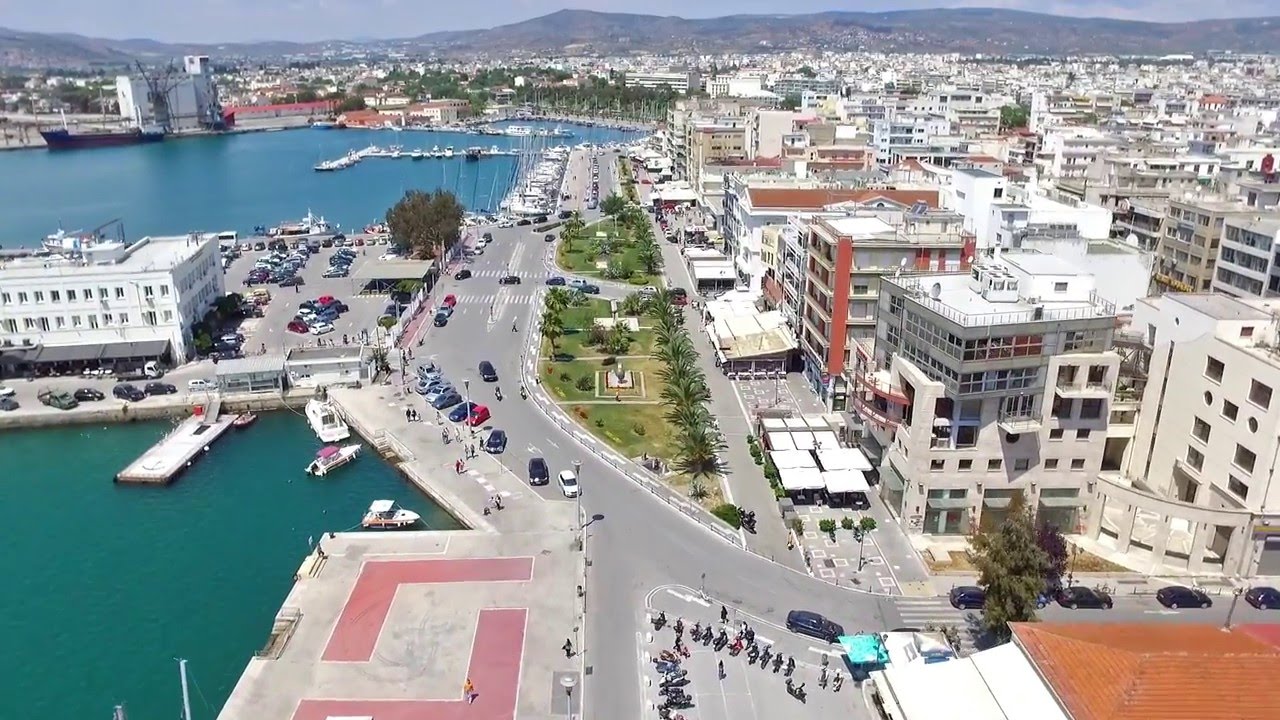Volos beach aerial footage