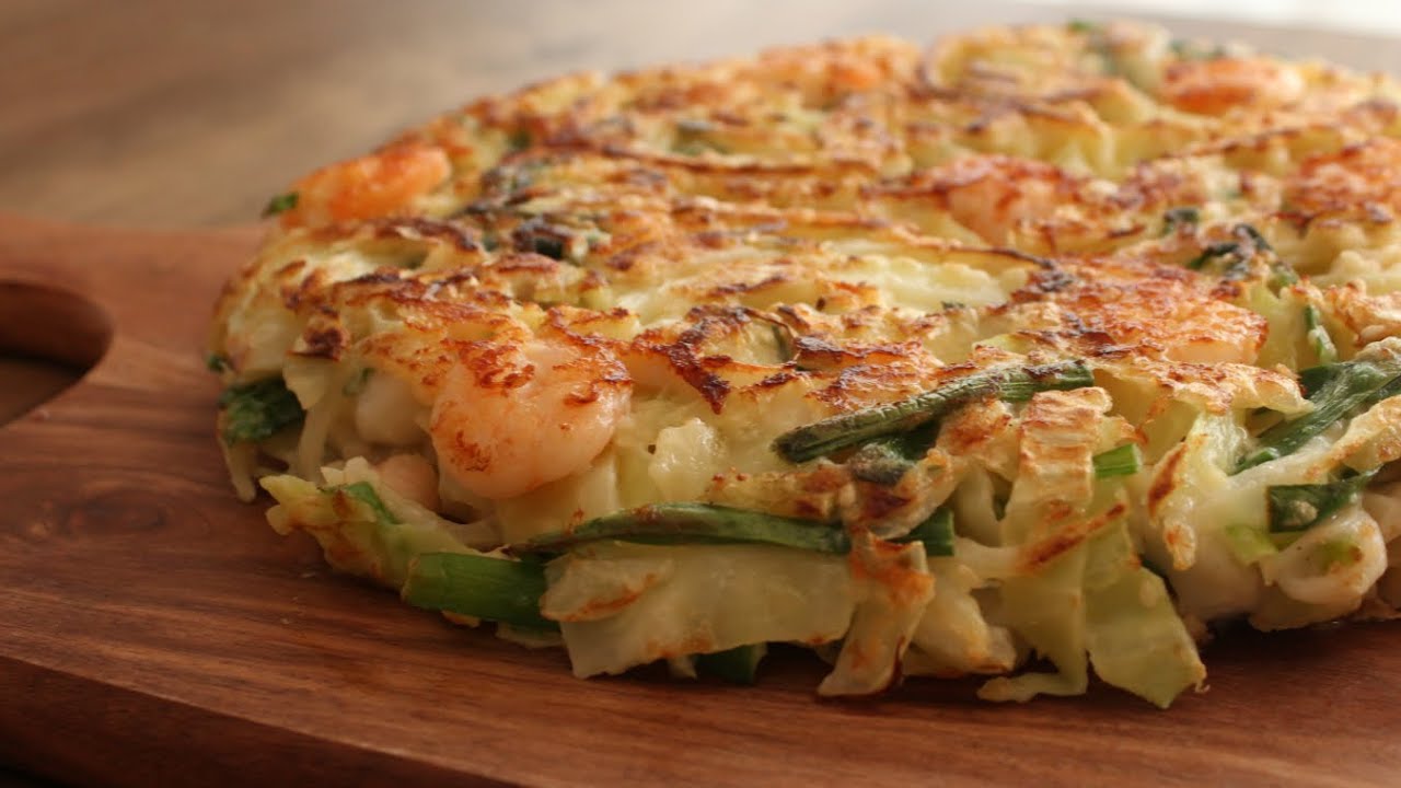 Vegetable Pancake - Cabbage Pancake with Seafood