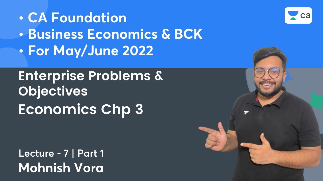 Enterprise Problems & Objectives - Part 1 | Economics Chp 3 | Unacademy CA Foundation Economics