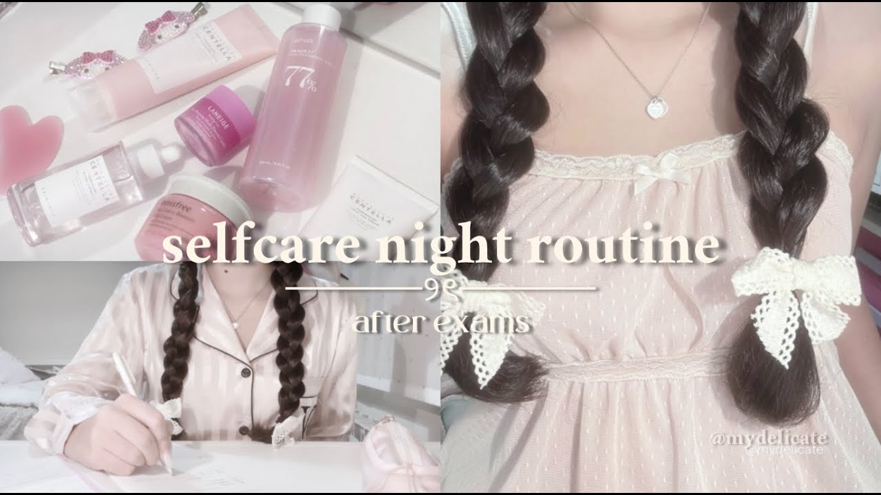 my selfcare night routine after a week of exams 🎀💓 // korean skincare, journaling, haul and more!