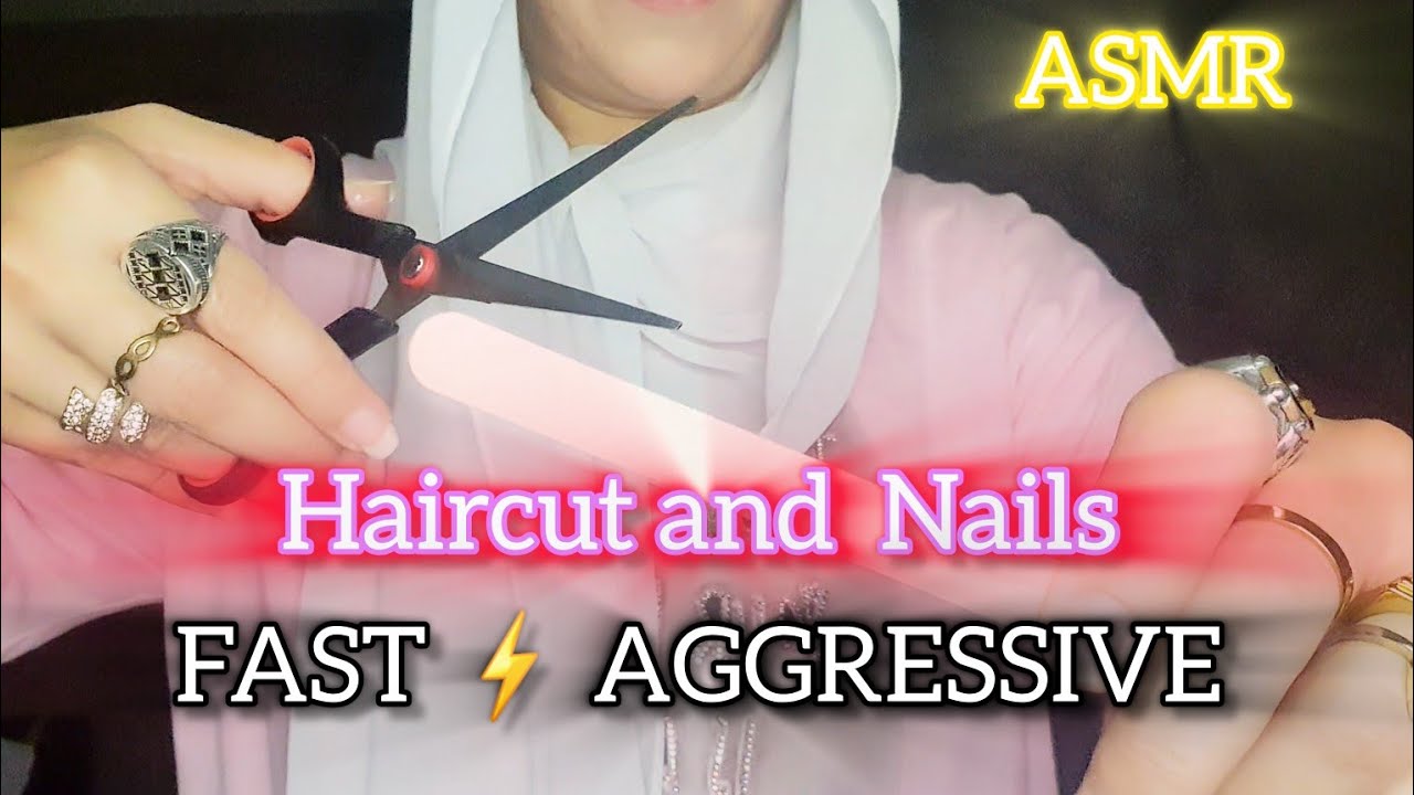 ASMR Salon 🌟💇‍♀️💅 Fast & Aggressive haircut and Nails 