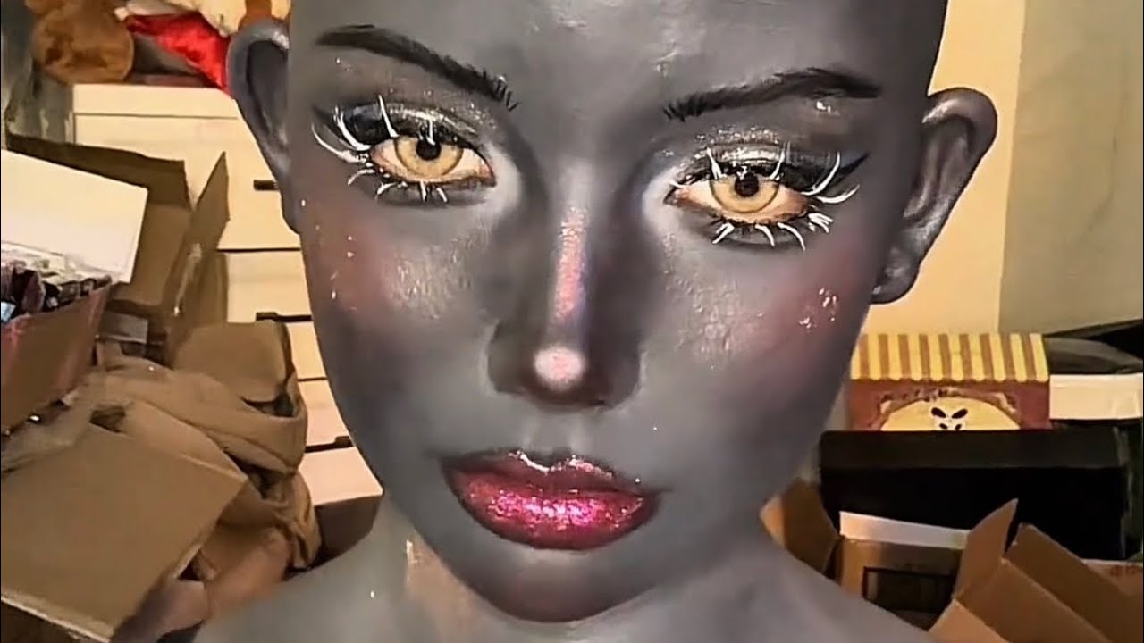 This Grey Metallic Makeup Look Is Unreal | Fantasy Transformation!!!👩🏿‍🦲🌟