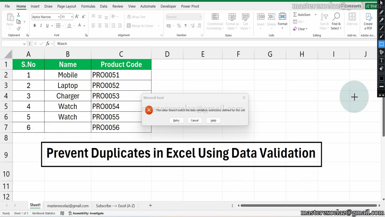 Prevent Duplicates in Excel Using Data Validation - Excel Tips and Tricks