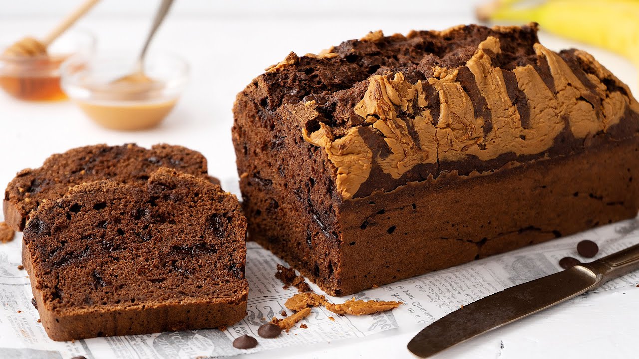 Healthy Chocolate Peanut Butter Banana Bread