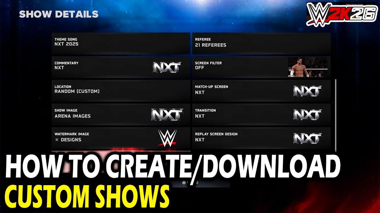 Как создавать и скачивать пользовательские шоу в WWE 2k26