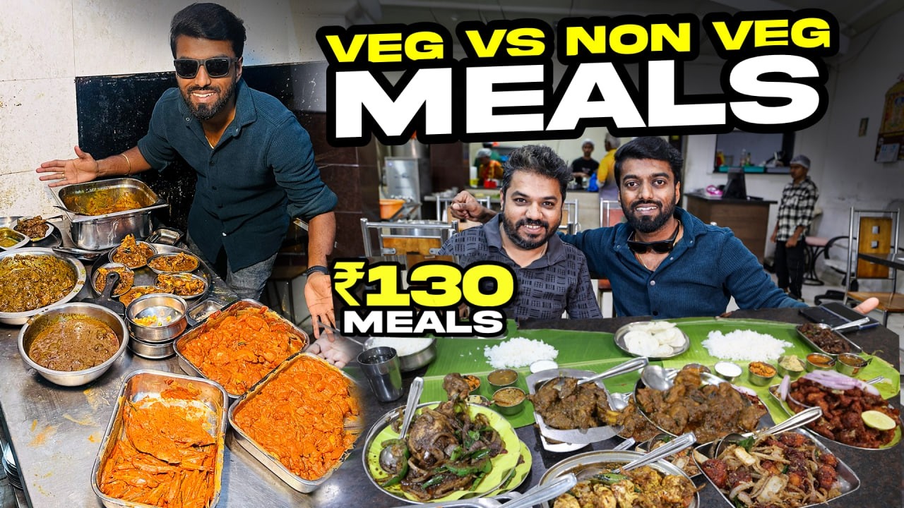 ₹130 Full Meals 😍 Veg vs Non-Veg | Subbu Mess | Vadasatti × DAN JR VLOGS