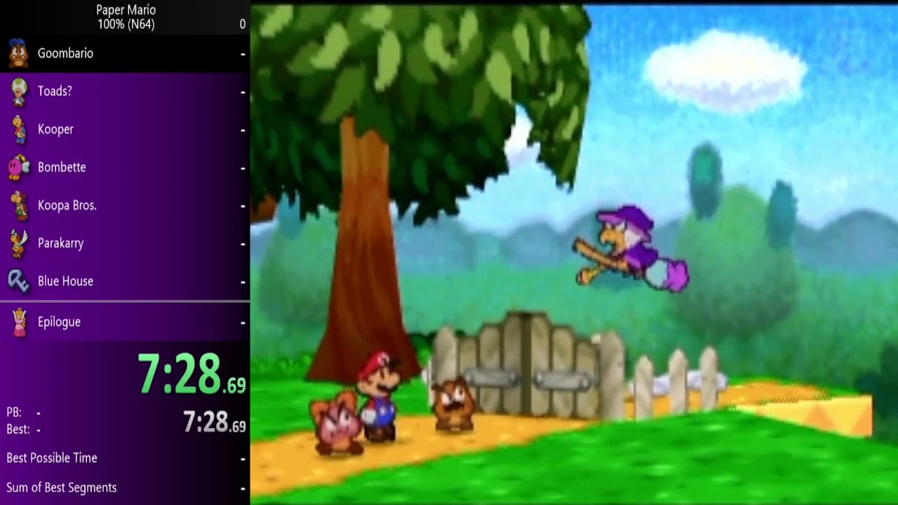 Paper Mario 100% Speedrun in 6:28:04