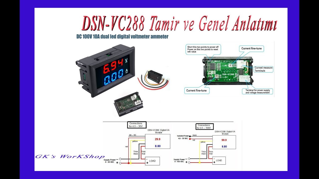 DSN-VC288 DC 100V 10A voltmetre ampermetre Ölçüm sorunu onarımı ve genel anlatımı
