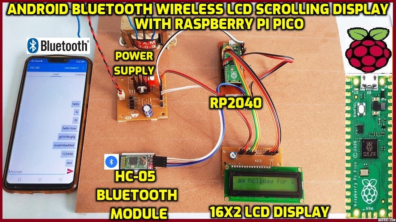 Беспроводной ЖК-дисплей с Bluetooth и Android, прокручивающийся с помощью Raspberry Pi Pico