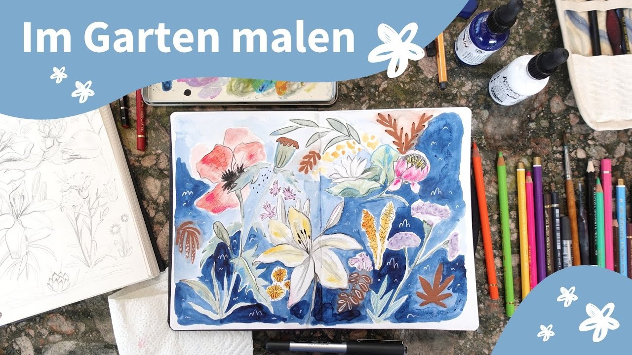 So gelingt dir ein botanisches Bild im Skizzenbuch | Blumen malen mit verschiedenen Maltechniken 🌼🌿🌸
