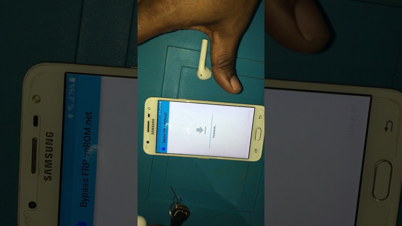 Conta Google J5 prime com fone de ouvido