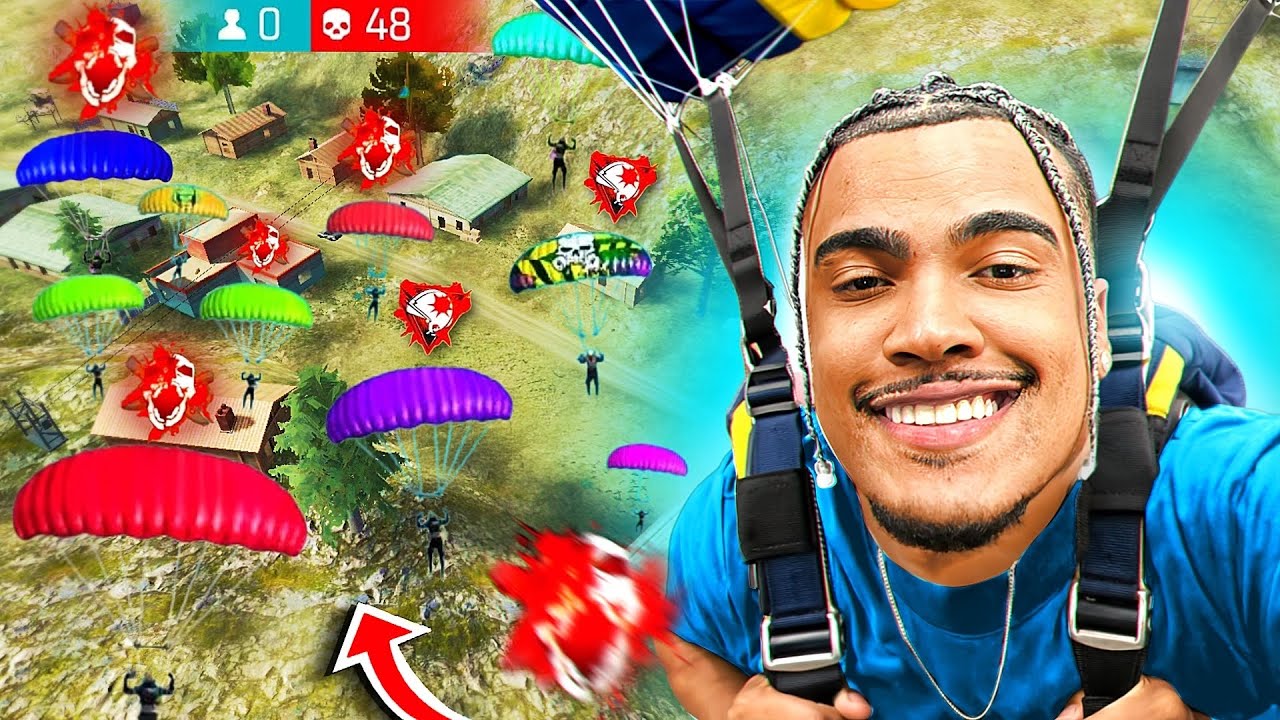 CAÍ NA ÁREA AZUL MAIS RARA DO FREE FIRE - MOBILE HUD 4 DEDOS