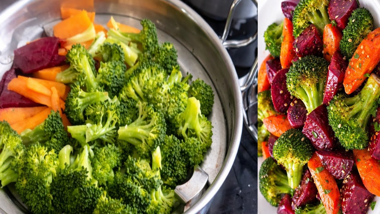 Brocoli carrot beetroot boiled veggies fry recipe preparation #food #cooking #broccoli 