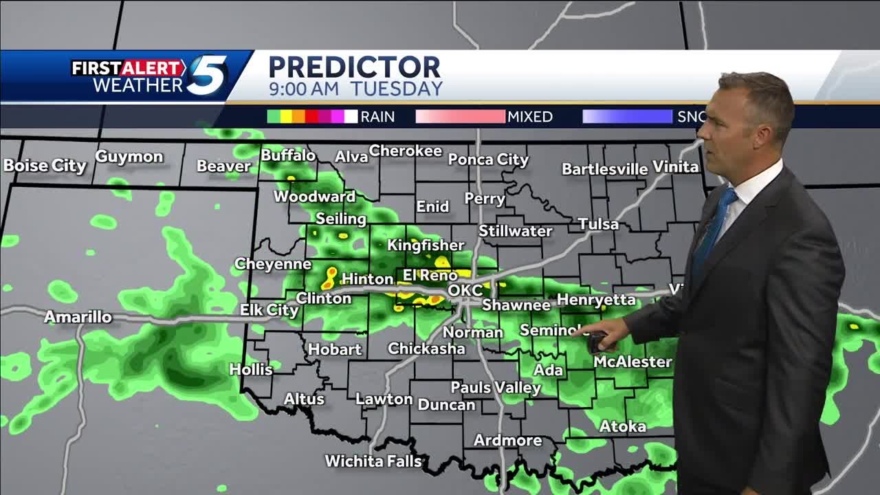 TIMELINE: Morning flood risk as rain continues Tuesday across Oklahoma