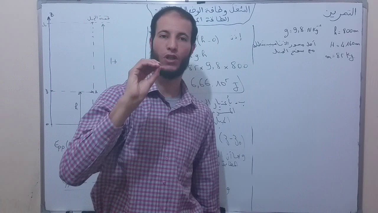 الشغل و طاقة الوضع الثقالية – الطاقة الميكانيكية  / حل التمرين 9