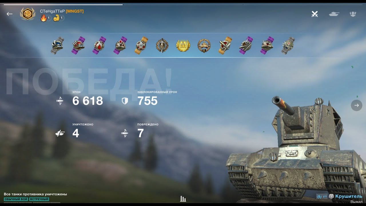 Крушитель 6618 урона(Wot Blitz)
