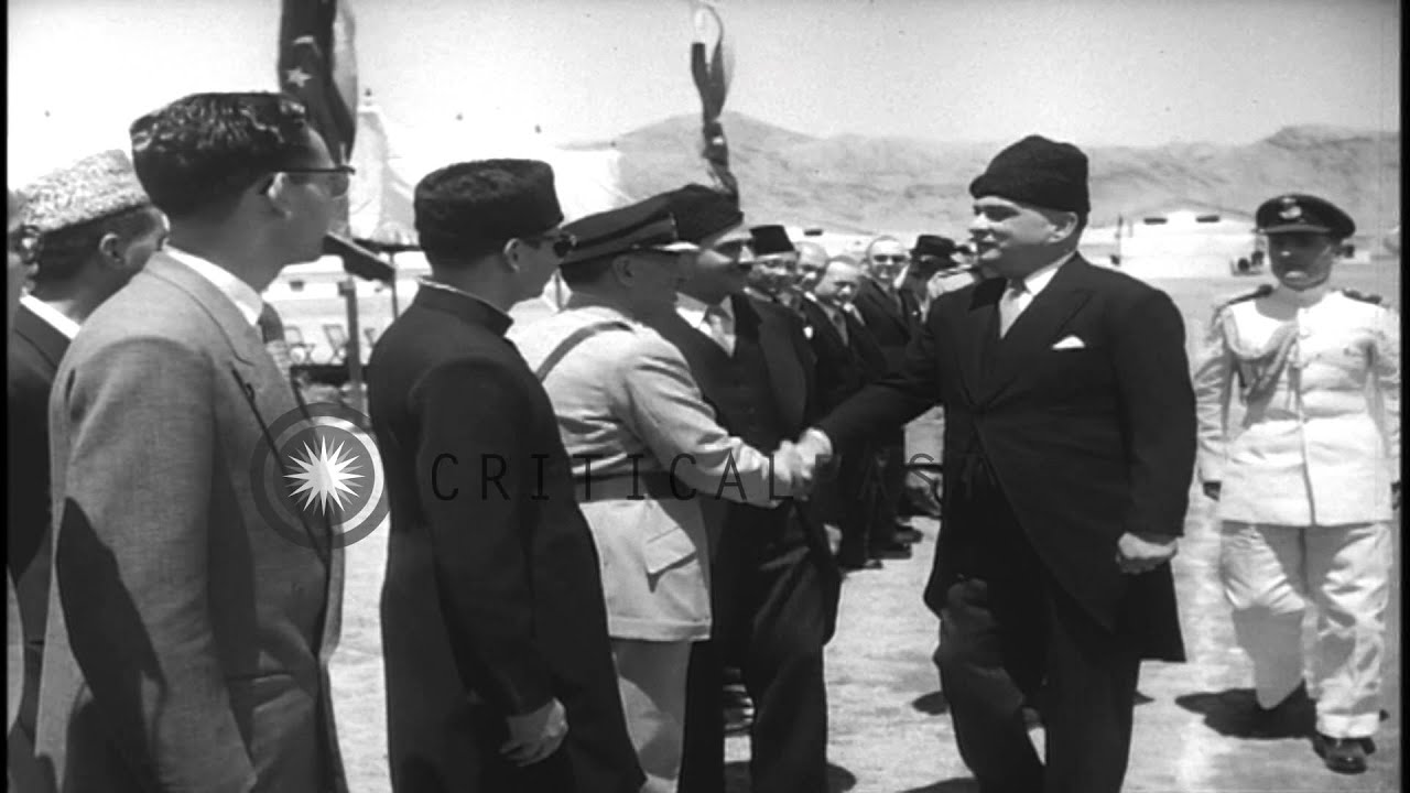 President Iskander Mirza arrives in Kabul and being greeted by King Mohammed Zahi...HD Stock Footage