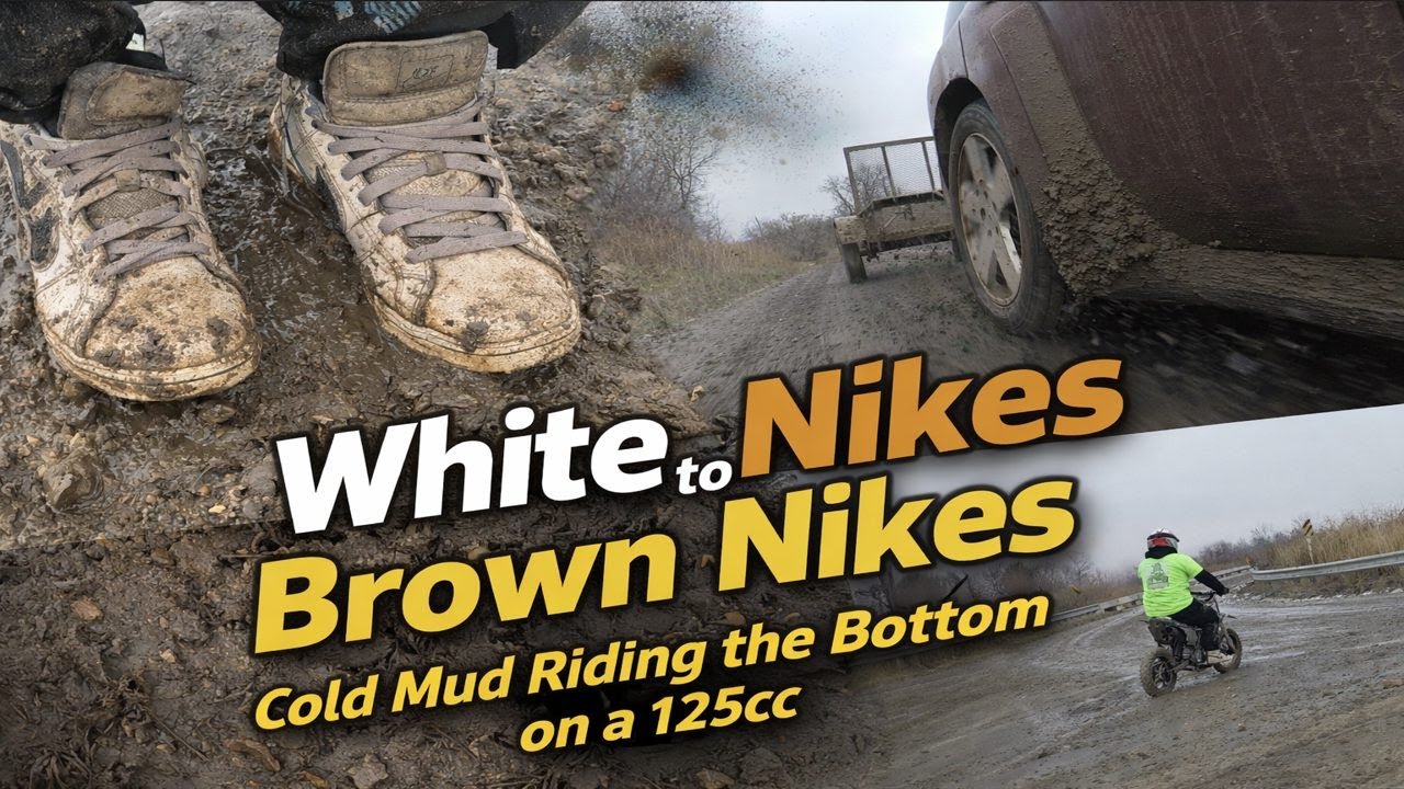 White Nikes to Brown Nikes 💀 | Cold Mud Riding the Bottoms on a 125cc