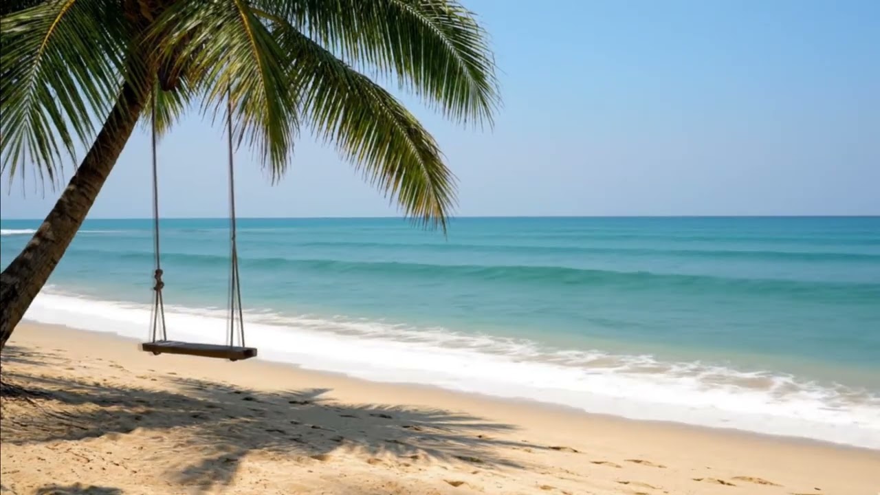 3 Hours Tropical Beach 🌴 Gentle Ocean Waves, Palm Swing & Pure Nature Sounds (No Ads)