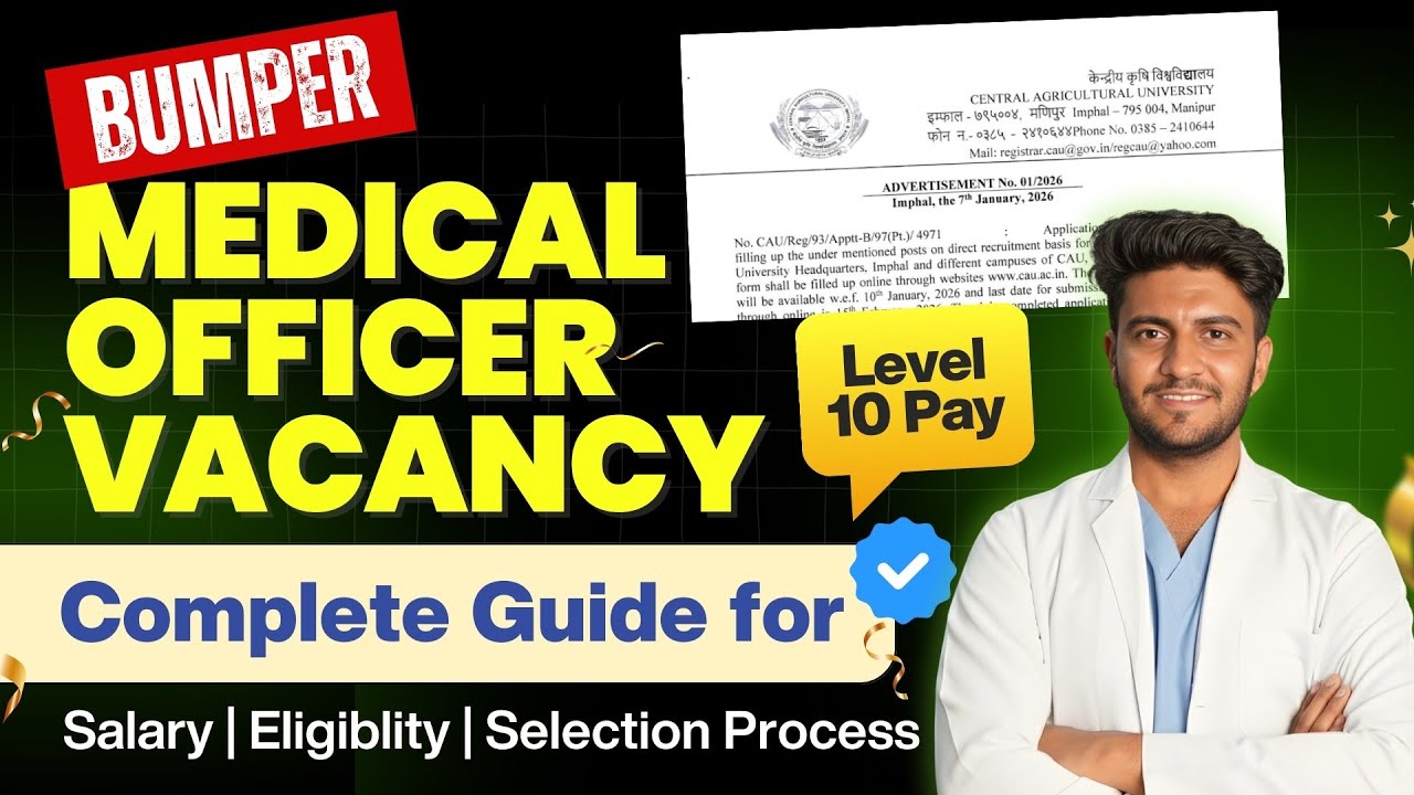 CAU Medical Officer Vacancy 2026: Eligibility, Salary, Application Process Official Notification