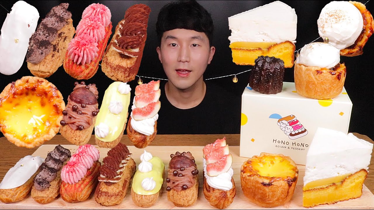 [ASMR] 신동 카페거리 호노호노의 귀염 뽕짝한 에끌레어 먹방(Mini Eclair, Sweet Pumpkin Gyatto, Sweet Pumpkin Pie)#MUKBANG