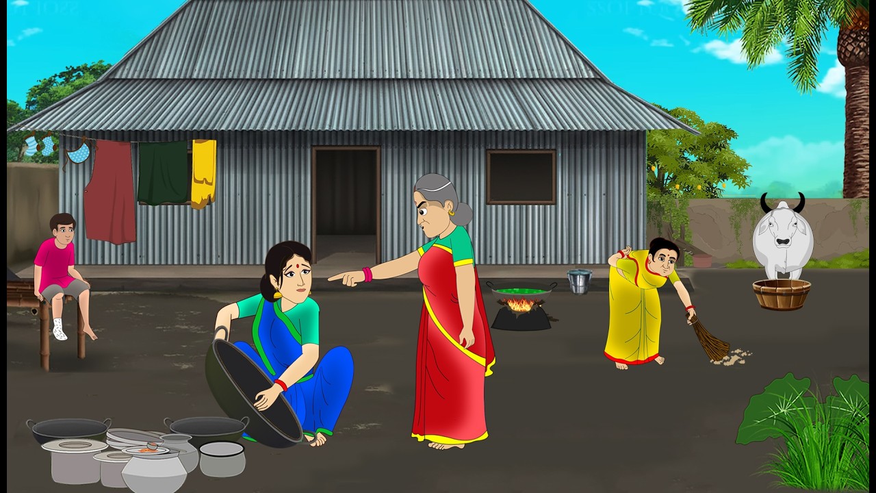 दो सौतेली बहनों और लालची सास | Hindi Story | Hindi Kahaniya | Moral Stories | cartoon story