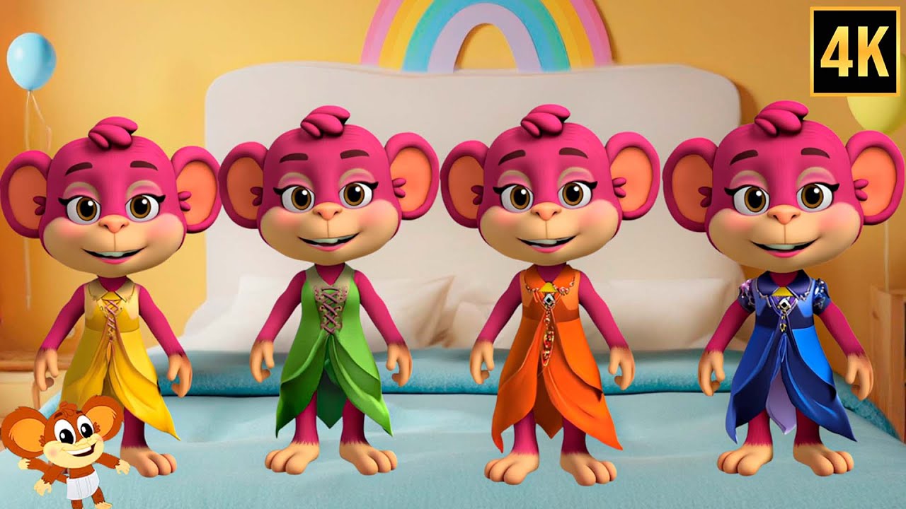 Five Little Mommies Jumping on the Bed + Learning Nursery Rhyme Cartoons