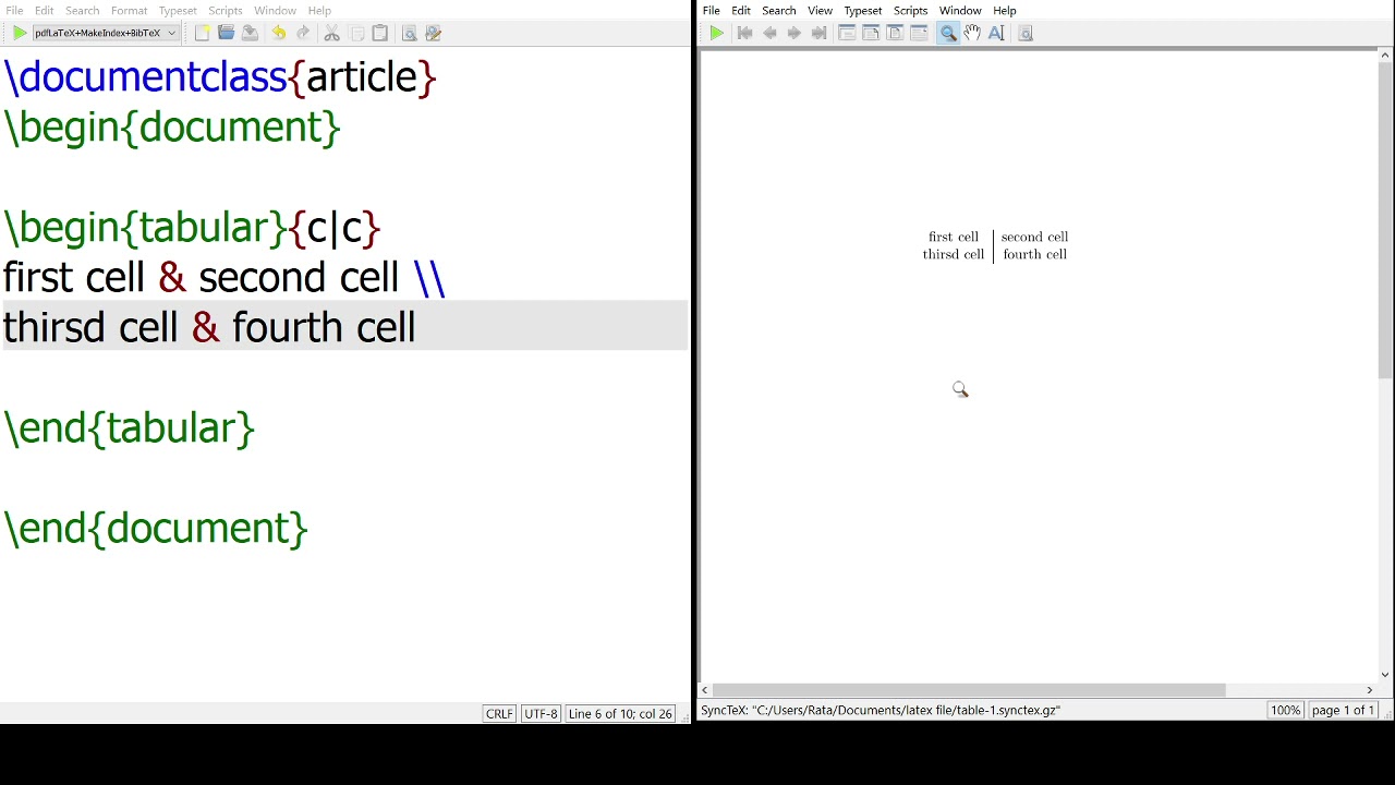 How to create tables in Latex.