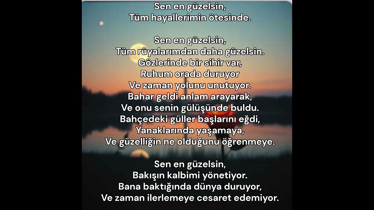 Turkish Song Lyrics Sen en güzelsin, 1 Hashem Atfeh