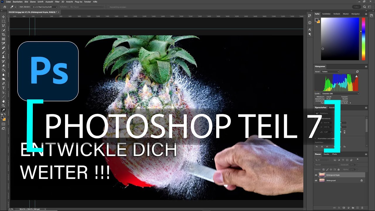 PHOTOSHOP Teil 7 | Objekte kreativ ineinander arbeiten | Wasserballon Ananas