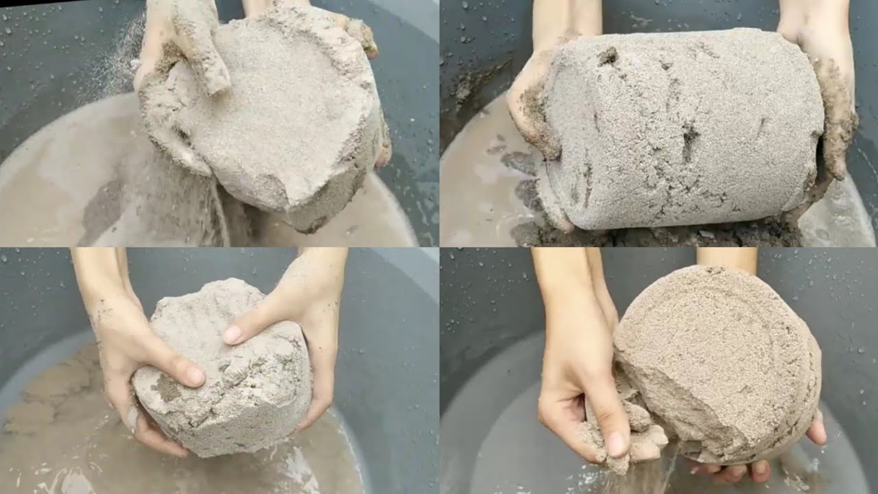 ASMR Soft Dusty Sand Cement Crumbling in Water