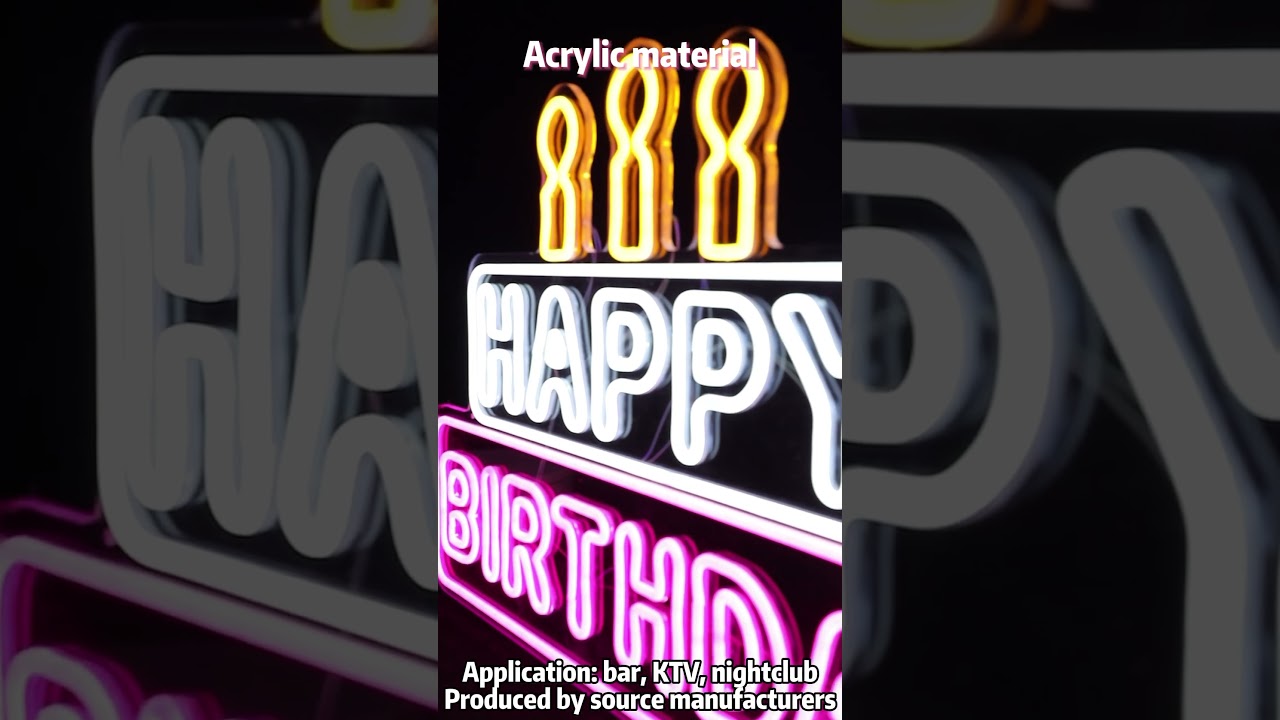 led lights Happy Birthday lights party decoration tag luminous lettering neon custom for KTV party