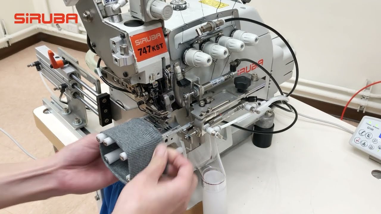 Automatic Ribbed Cuff Attaching Machine with 747KST自動羅紋上袖口/褲腳機 SiRUBA ASK-ASM101