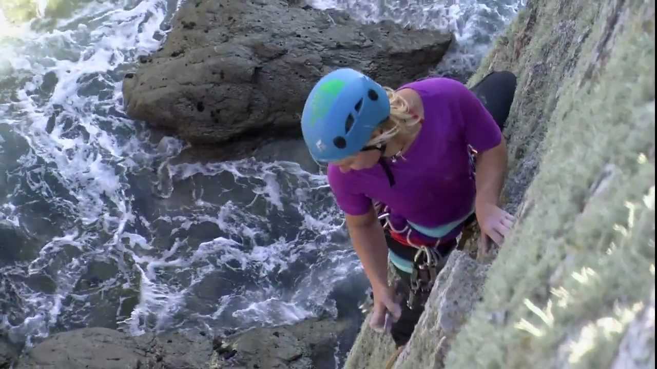 Hazel Findlay climbs The Cad at Gogarth, taken from the climbing film Odyssey.