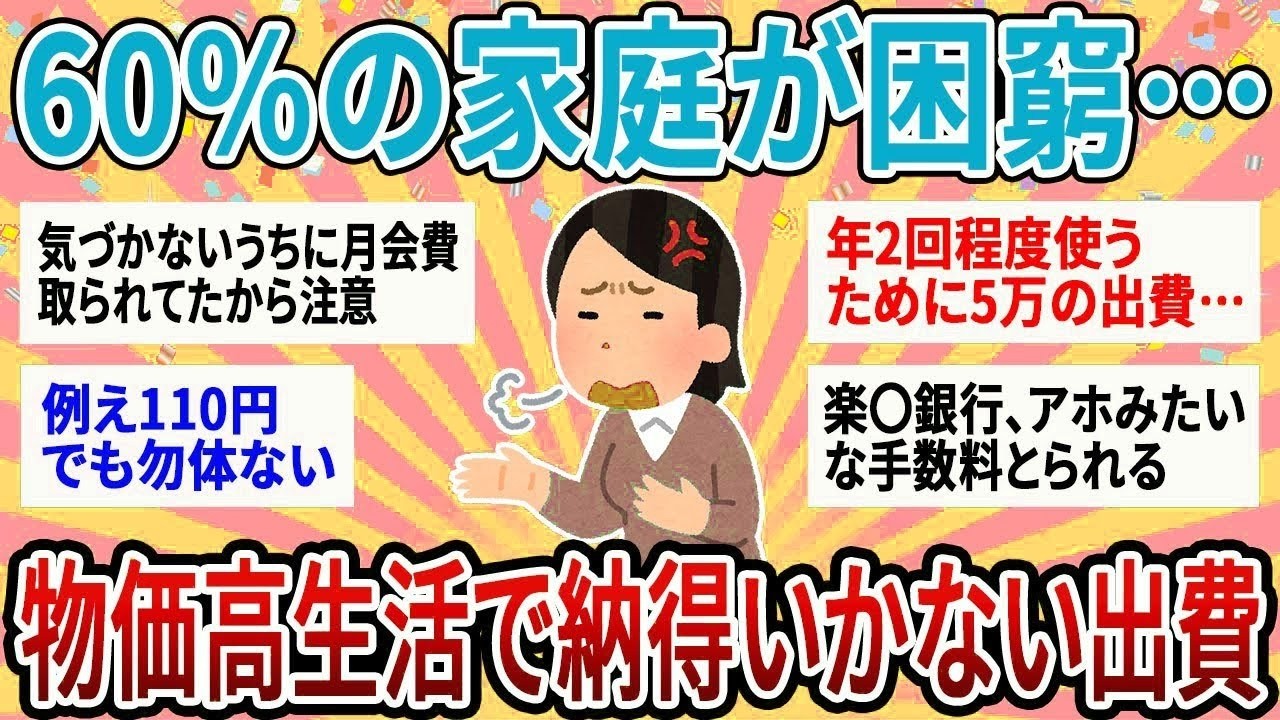 【有益】2025年、一般家庭の60%が困窮！物価高の生活で納得いかない出費はこれ！【ガルちゃん】