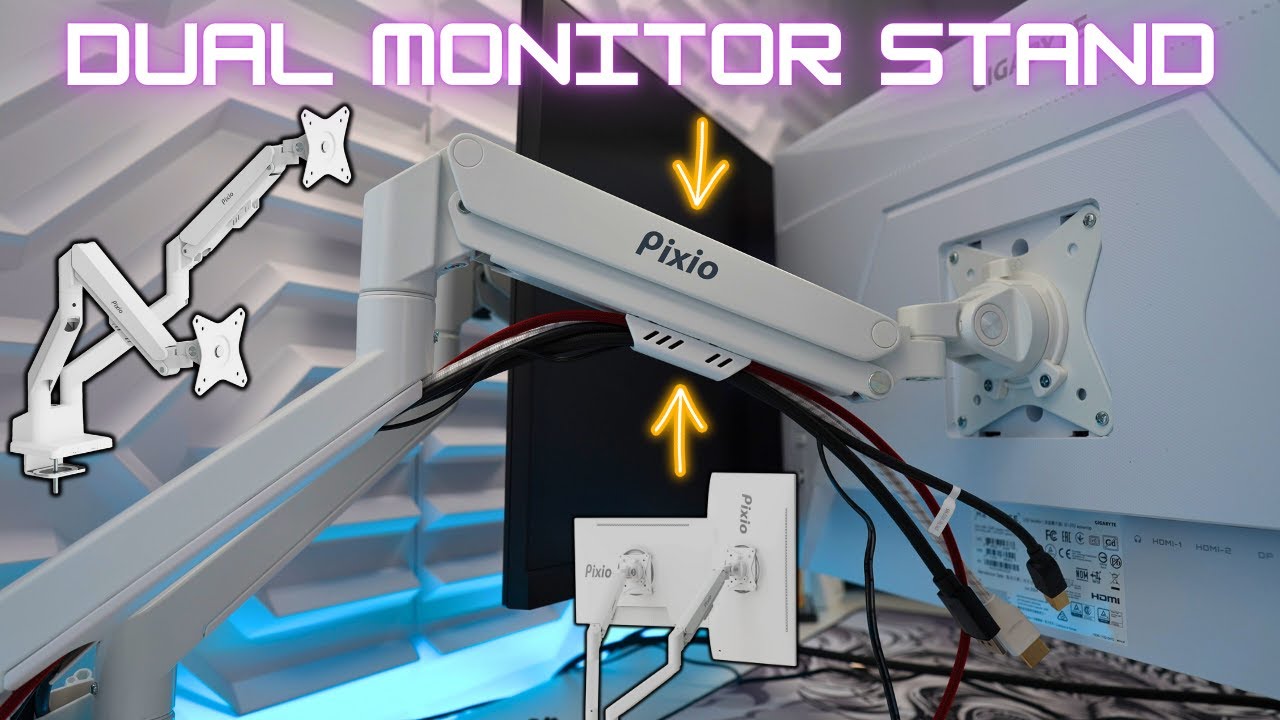 Best Dual Monitor Arm Stand ? Pixio PS1D Wave Premium Dual Monitor Stand for up to 32