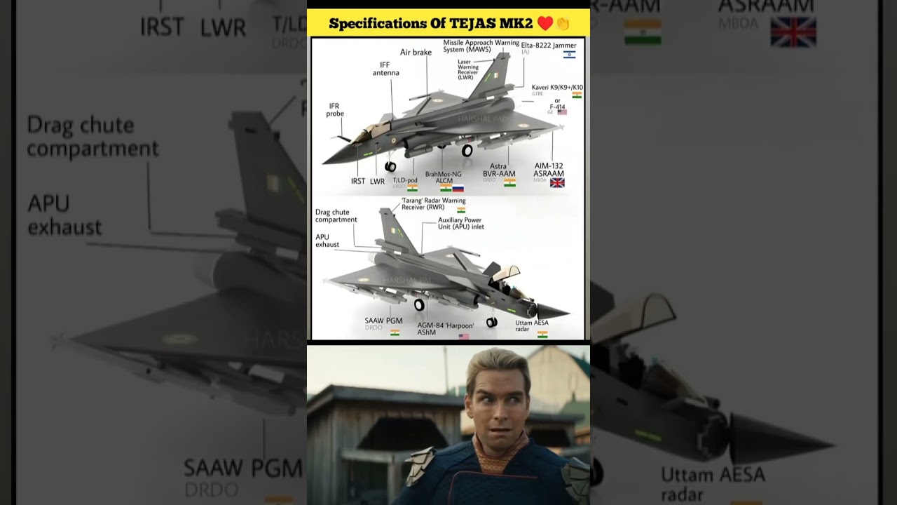 Tejas MK2 Full Specifications | India 5th Gen Fighter Jets #shorts #iaf